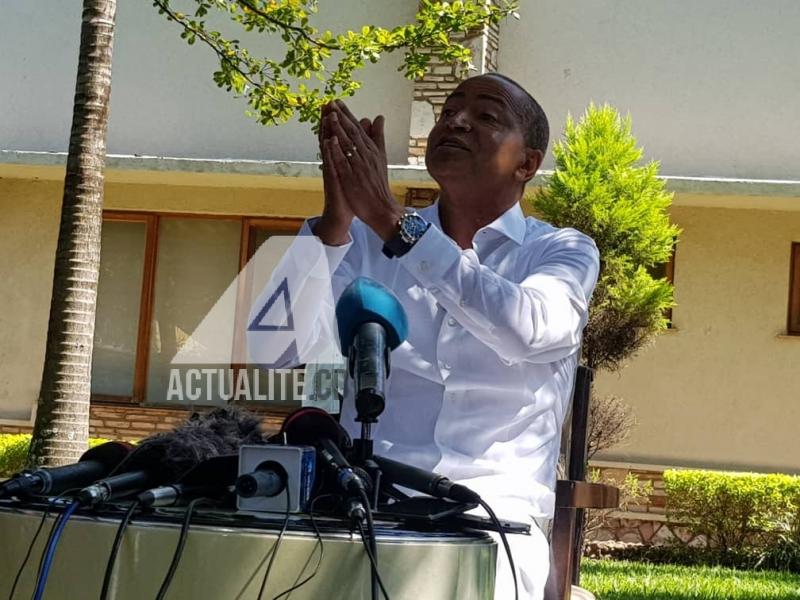 Moise Katumbi en conférence de presse ce mercredi 22 mai 2019 à sa résidence à Lubumbashi/Ph Christine Tshibuyi